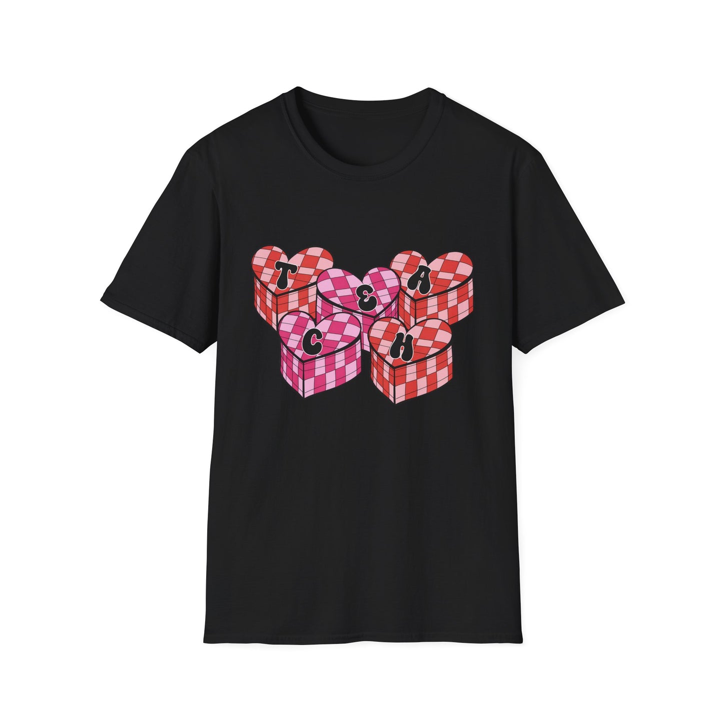Heartfelt TEACH Hearts T-Shirt | Groovy Valentine's Gift for Educators | Trendy Teacher Appreciation Tee