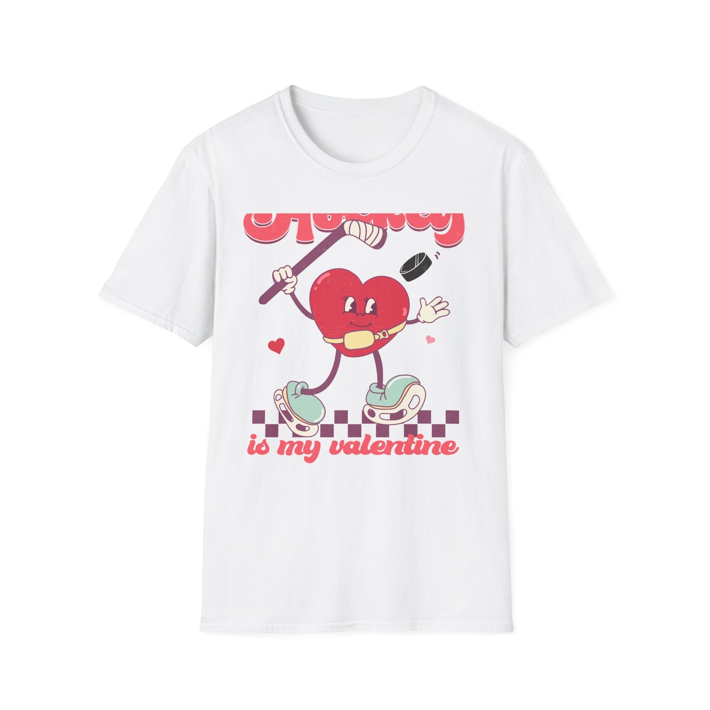 Groovy "Hockey Is My Valentine" T-Shirt | Retro Heart Hockey Lover Tee | Vintage Valentine's Day Sports Fan Gift