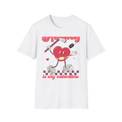 Groovy Hockey Is My Valentine T-Shirt - Cute Retro Heart Hockey Fan Tee - Perfect Valentine's Day Gift for Ice Hockey Lovers