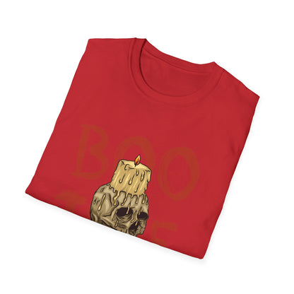Spooky 'Boo Time' Skull Candle Halloween T-Shirt | Hauntingly Cool Graphic Tee for Men & Women | Unique Gothic Fall Apparel