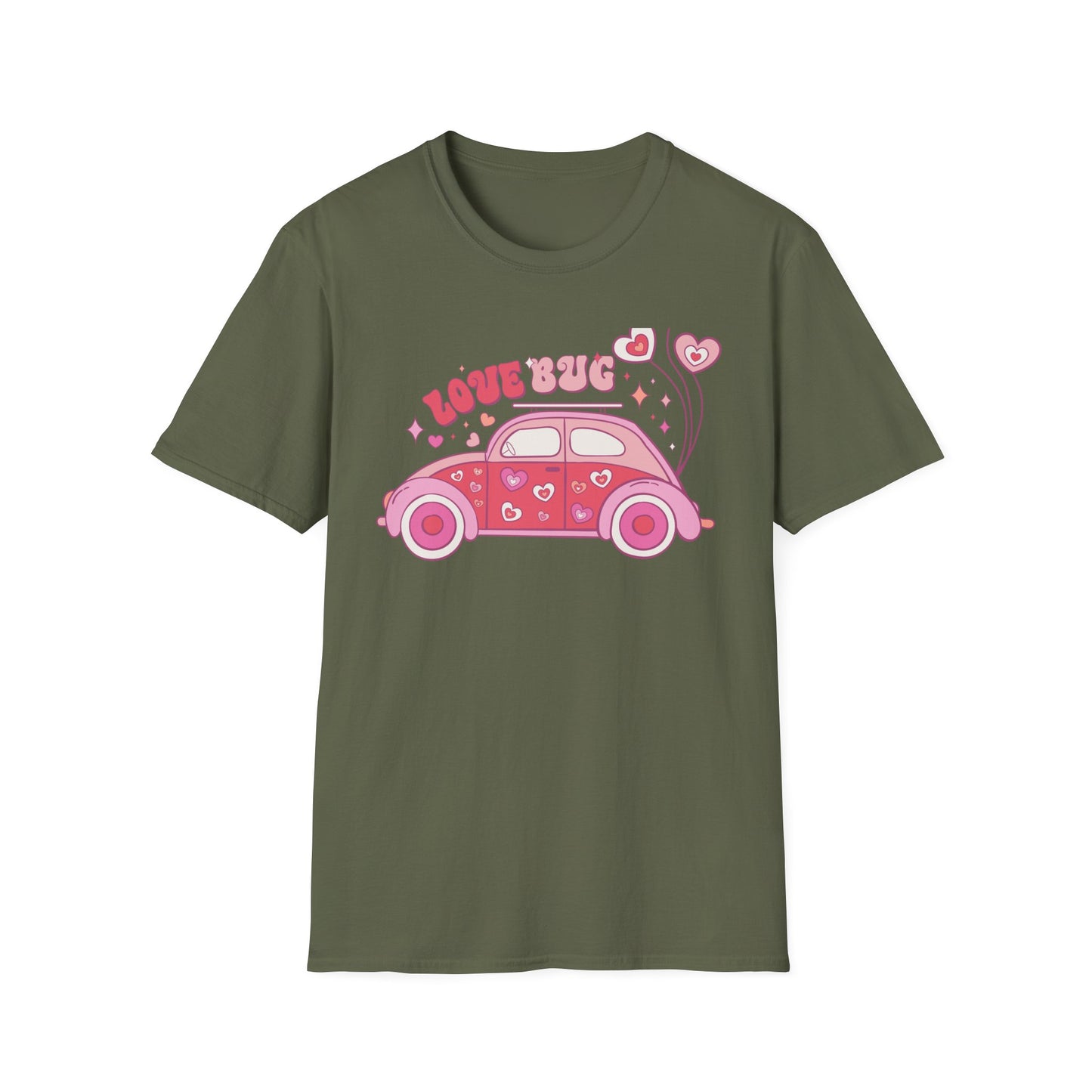 Groovy Love Bug T-Shirt | Adorable Retro Pink VW Beetle & Hearts | Sweet Valentine's Day Gift for Her