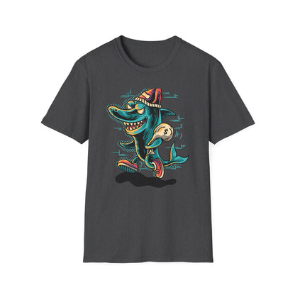 Epic Shark Mafia T-Shirt – Cool Urban Gangster Shark Tee with Money Bag | Unique Streetwear Graphic for Men & Teens