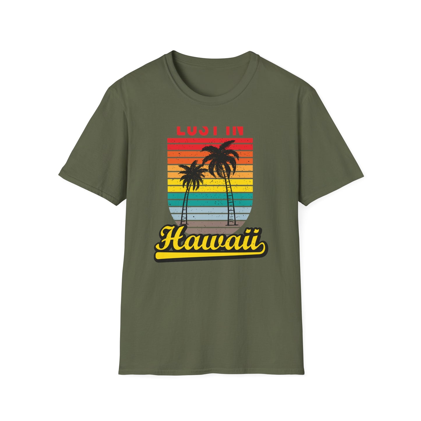 Lost In Hawaii T-Shirt | Retro Sunset Palm Trees Beach Vacation Tee | Trendy Island Life Souvenir Gift Top
