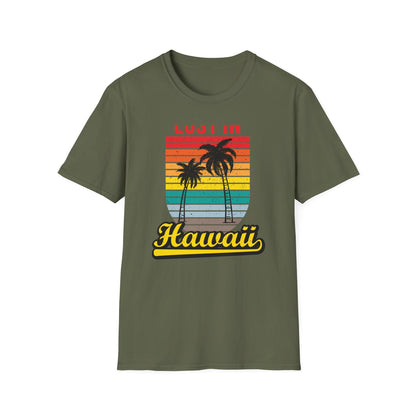 Lost In Hawaii T-Shirt | Retro Sunset Palm Trees Beach Vacation Tee | Trendy Island Life Souvenir Gift Top