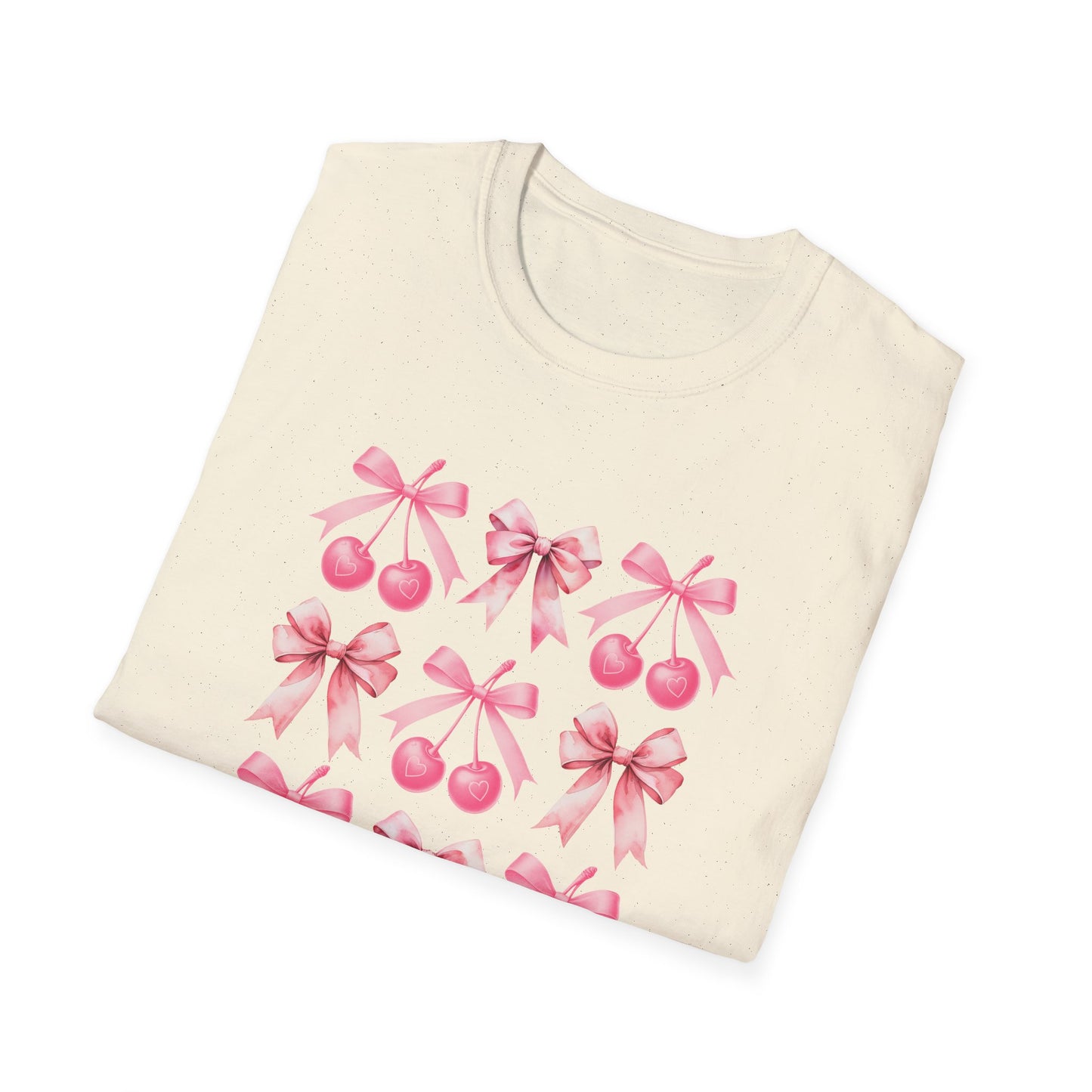 Chic Pink Bow & Cherry Heart T-Shirt | Adorable Coquette Aesthetic Tee | Sweet Girly Fashion Top for Women & Teens