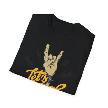 Epic Let's Rock On T-Shirt - Electrifying Rock N Roll Hand Sign Tee for Music Lovers & Concerts | Dynamic Spiked Wristband Design