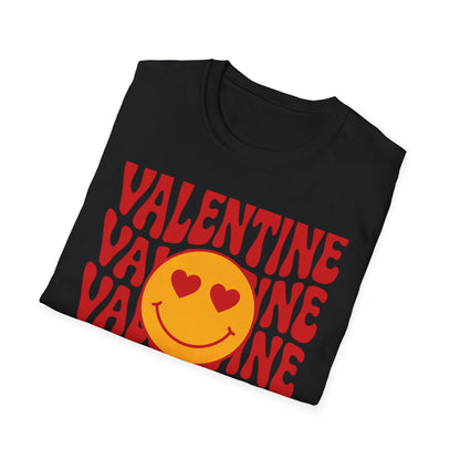 Groovy Valentine Heart Eyes Smiley T-Shirt - Retro Love Day Tee for Her & Him | Expressive & Cute