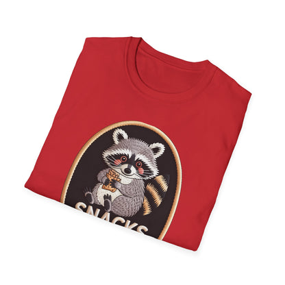 Irresistible Raccoon T-Shirt: "Snacks Before Tasks" Funny Animal Tee - Adorable Foodie Procrastination Gift