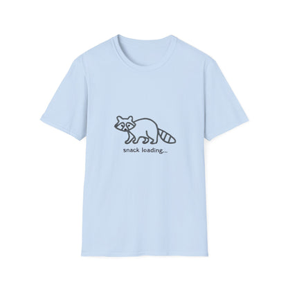 Hilarious 'Snack Loading' Raccoon T-Shirt | Cute Animal Foodie Tee | Unique Braided Rope Design Gift