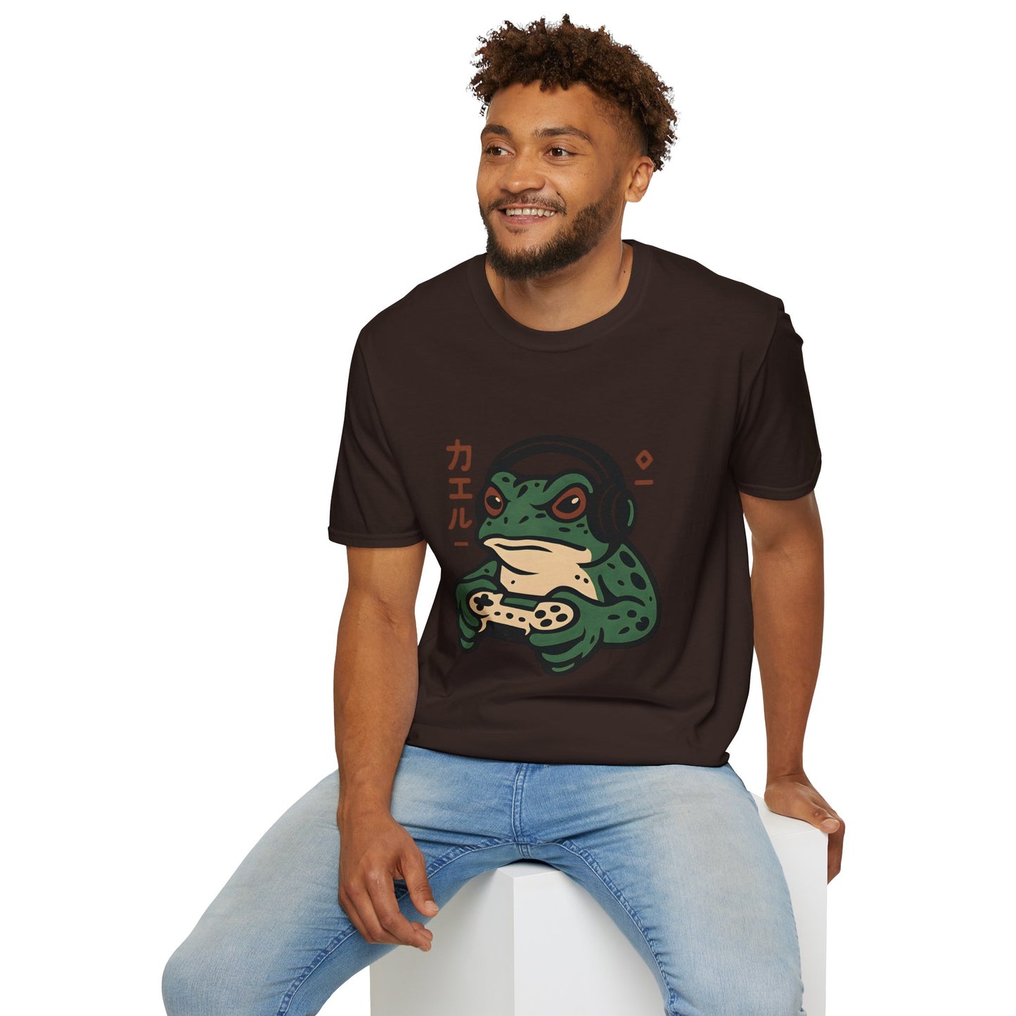 Dark Gamer Frog Headphones Graphic T-Shirt