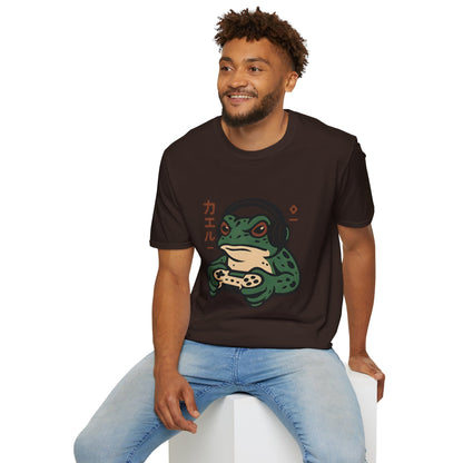Dark Gamer Frog Headphones Graphic T-Shirt