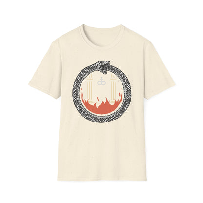 Unleash Your Inner Fire: Mystic Ouroboros & Leviathan Cross T-Shirt | Eternal Alchemy Symbol Tee