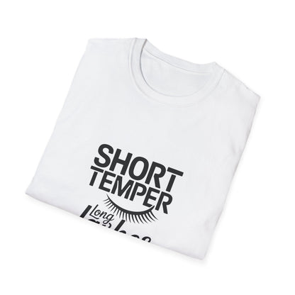 Sassy "Short Temper Long Lashes" T-Shirt for Women | Funny Attitude & Beauty Graphic Tee | Trendy Must-Have Gift