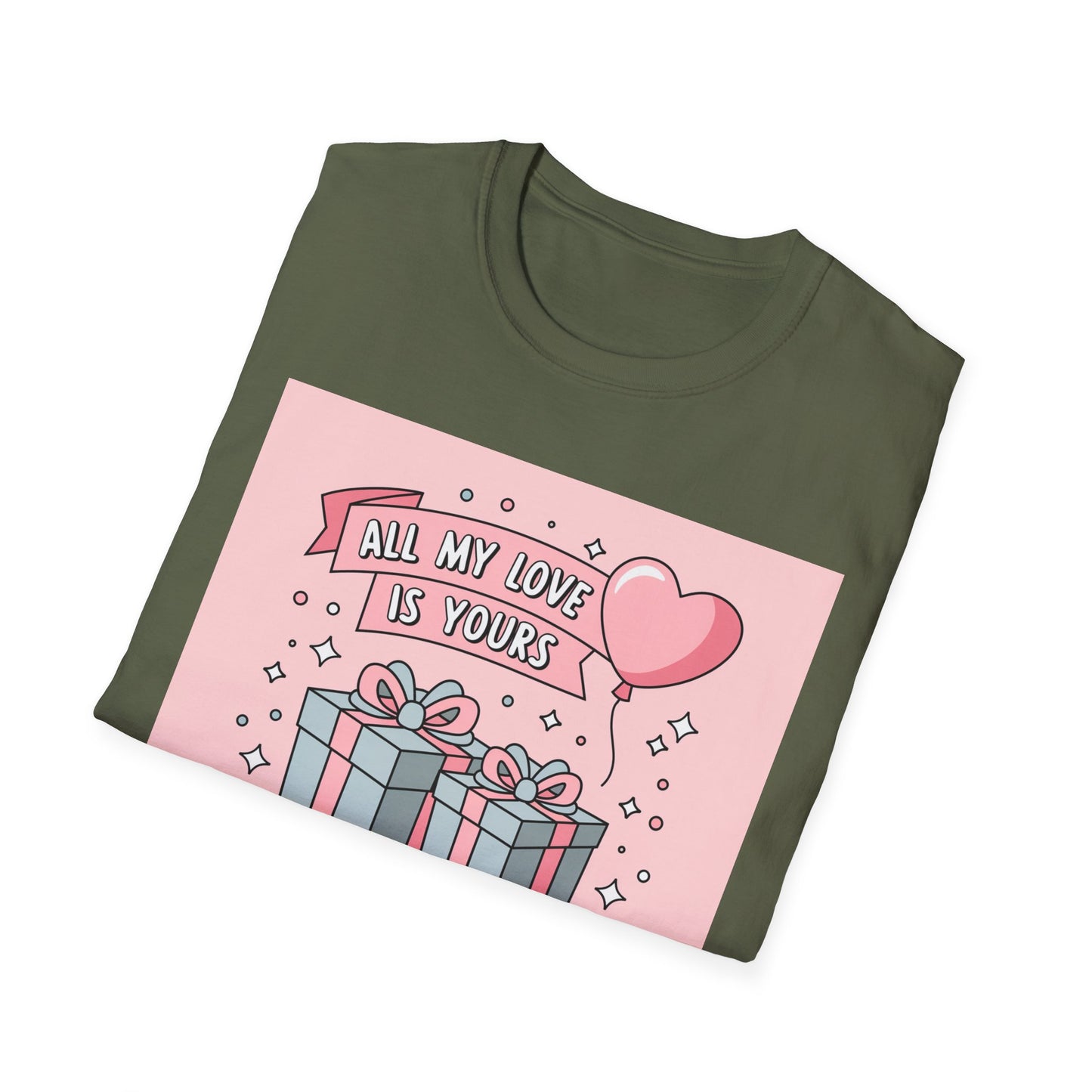 Adorable "All My Love Is Yours" Valentine's Day T-Shirt - Sweet Heart & Gift Boxes Tee | Perfect Romantic Gift for Her