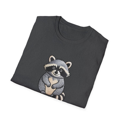 Hilarious "Will Work for Snacks" Raccoon T-Shirt - Adorable Embroidered Look Tee for Animal & Food Lovers! Must-Have Funny Gift