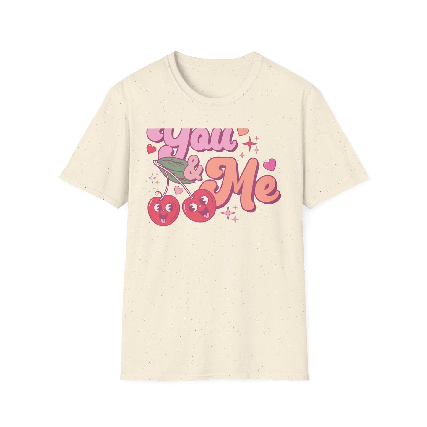 Sweet "You & Me" Retro Cherry T-Shirt - Adorable Couple's Love Tee, Perfect Valentine's Day Gift