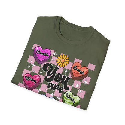 Groovy Empowering 'You Are' Affirmation T-Shirt - Vibrant Self-Love & Positive Vibes Tee for Women & Teens