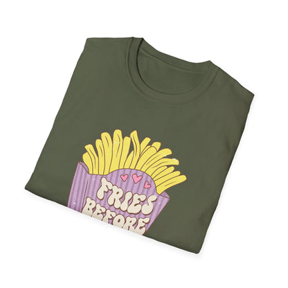 Hilarious "Fries Before Guys" T-Shirt | Trendy Retro Foodie Tee for Women, Bachelorette Parties & Best Friend Gifts