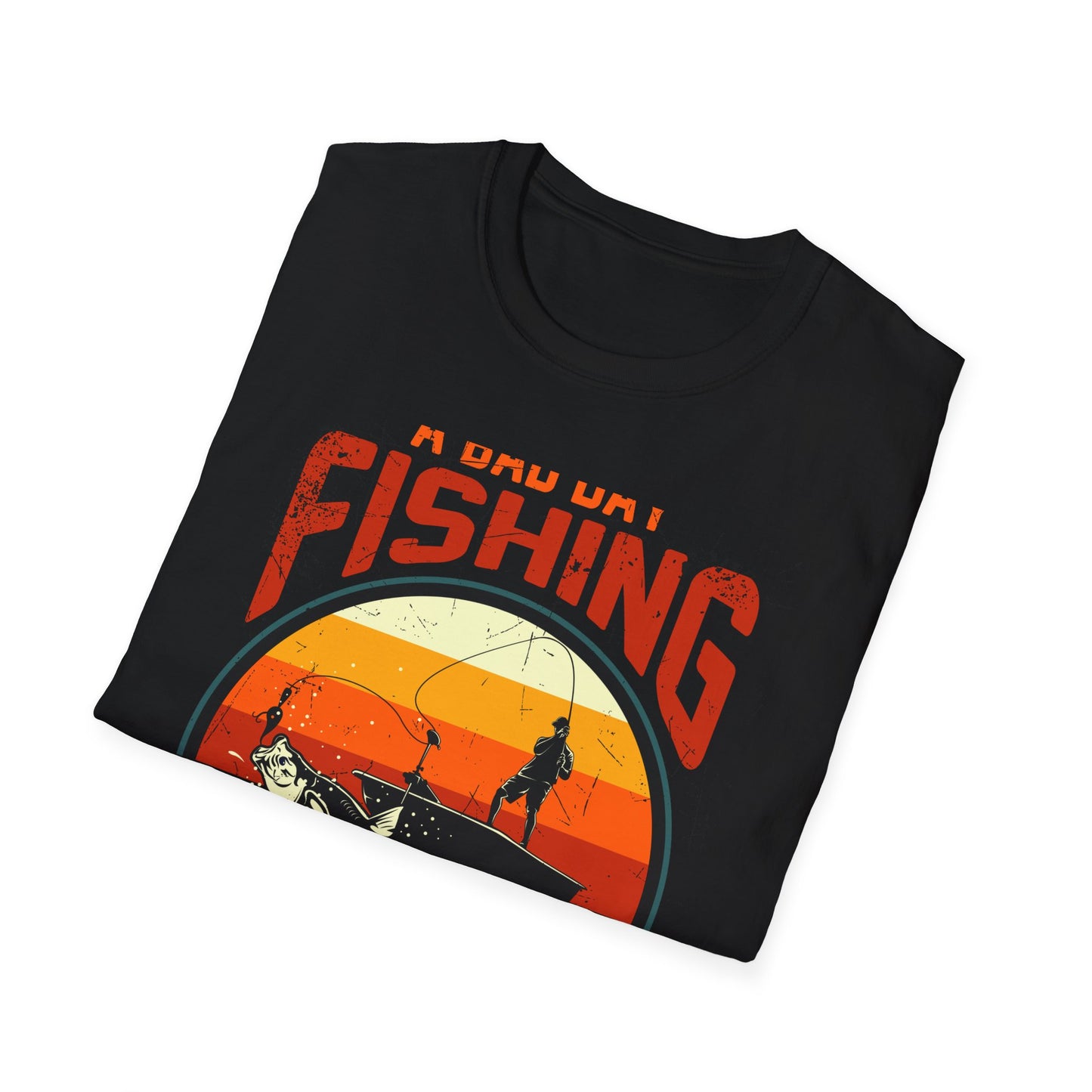 Hilarious "Bad Day Fishing" T-Shirt - Epic Angler Gift for Men & Women | Retro Sunset Bass Fishing Tee