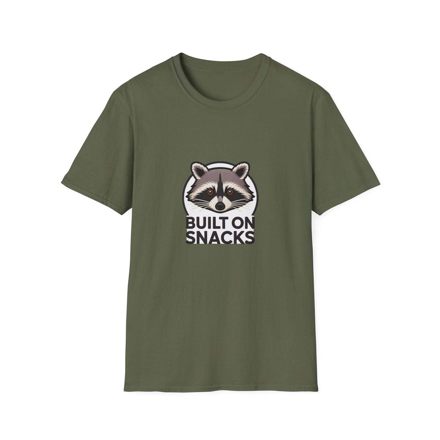 Awesome Raccoon 'Built On Snacks' T-Shirt - Hilarious Foodie Animal Tee | Ultimate Snack Lover Gift & Cozy Casual Wear
