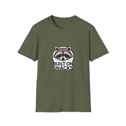 Awesome Raccoon 'Built On Snacks' T-Shirt - Hilarious Foodie Animal Tee | Ultimate Snack Lover Gift & Cozy Casual Wear