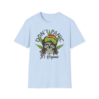 Don't Panic It's Organic Rasta Skull T-Shirt - Chill Cannabis Reggae Tee | Unique Stoner Gift for Him/Her