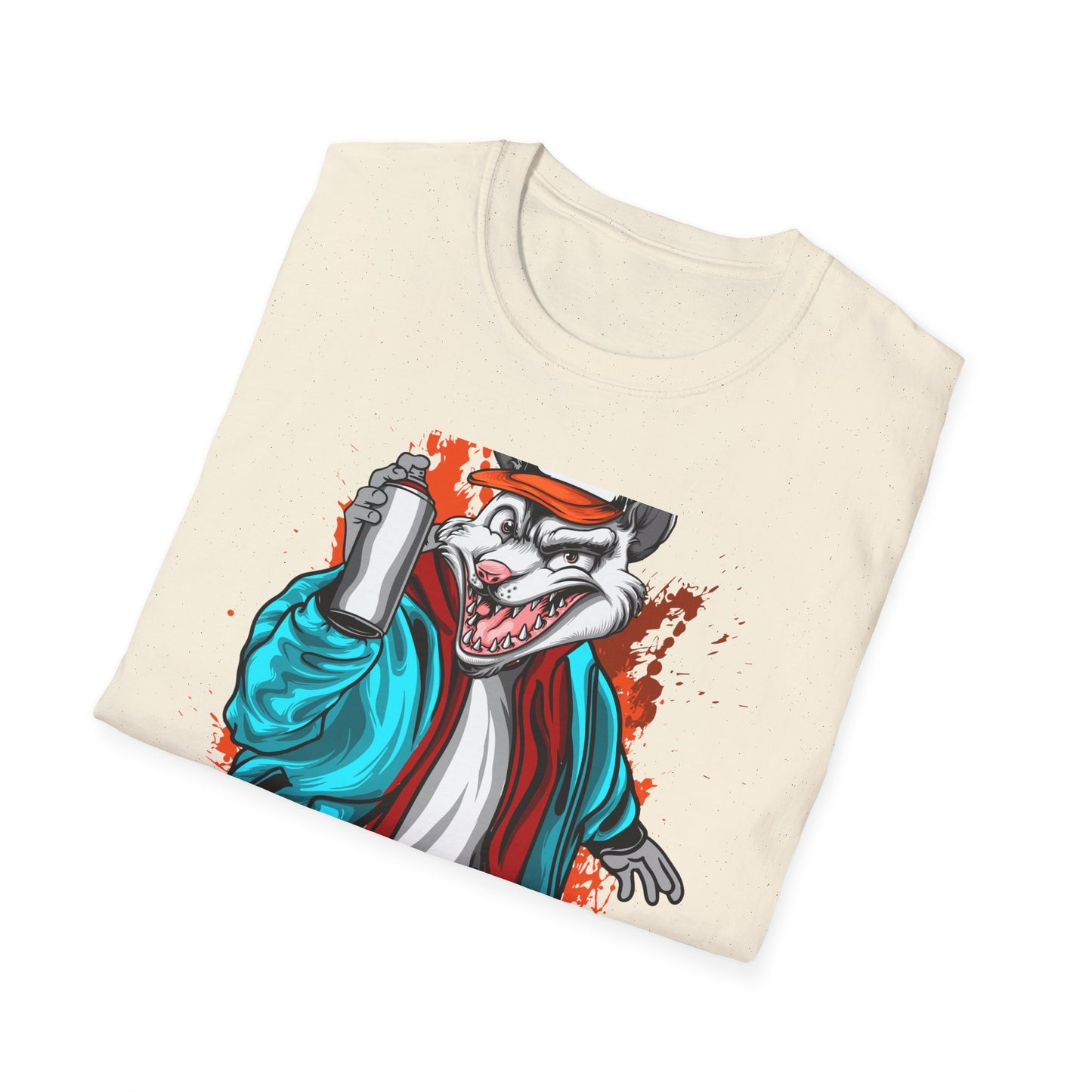 Unleash Your Inner Rebel: Epic Graffiti Rat T-Shirt - Bold Street Art Rodent Design with Spray Can for Urban Style
