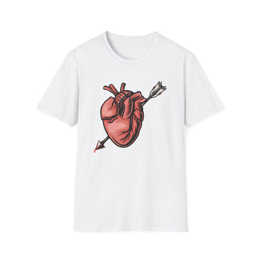 Bold Anatomical Heart & Arrow Pierced T-Shirt | Unique Love & Vulnerability Tee | Edgy Valentine Gift