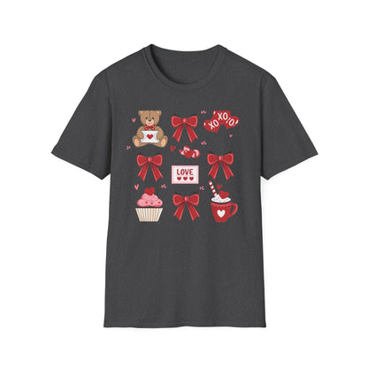 Adorable Valentine's Day Love T-Shirt | Cute Teddy Bear XOXO Heart Balloons & Sweet Treats Tee | Perfect Romantic Gift for Her