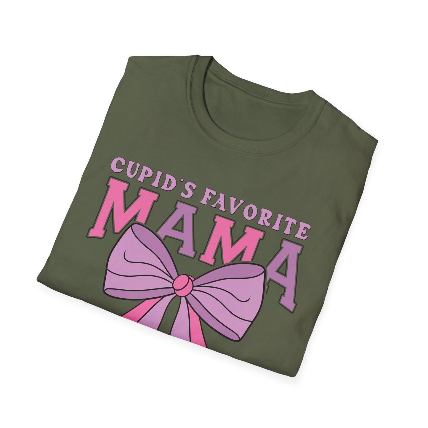 Cupid's Favorite Mama T-Shirt | Unique Valentine's & Mother's Day Gift for Her | Cute Pink Bow Graphic Tee