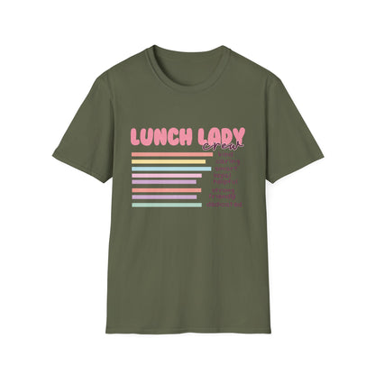 Kind Caring Lunch Lady Crew T-Shirt | Essential School Staff Appreciation Gift | Proud Cafeteria Worker Tee