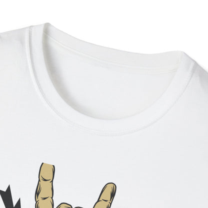 Epic Let's Rock On T-Shirt - Electrifying Rock N Roll Hand Sign Tee for Music Lovers & Concerts | Dynamic Spiked Wristband Design