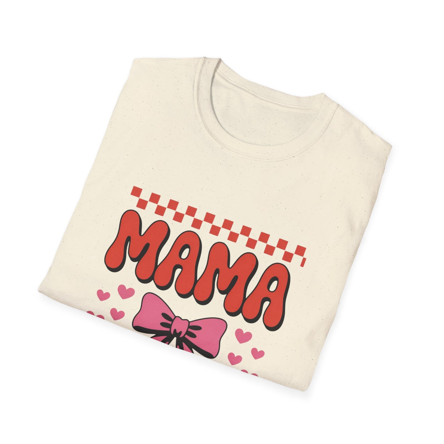 Retro Mama T-Shirt - Cute Pink Bow & Hearts Tee | Perfect Mother's Day Gift for Groovy Moms & New Moms