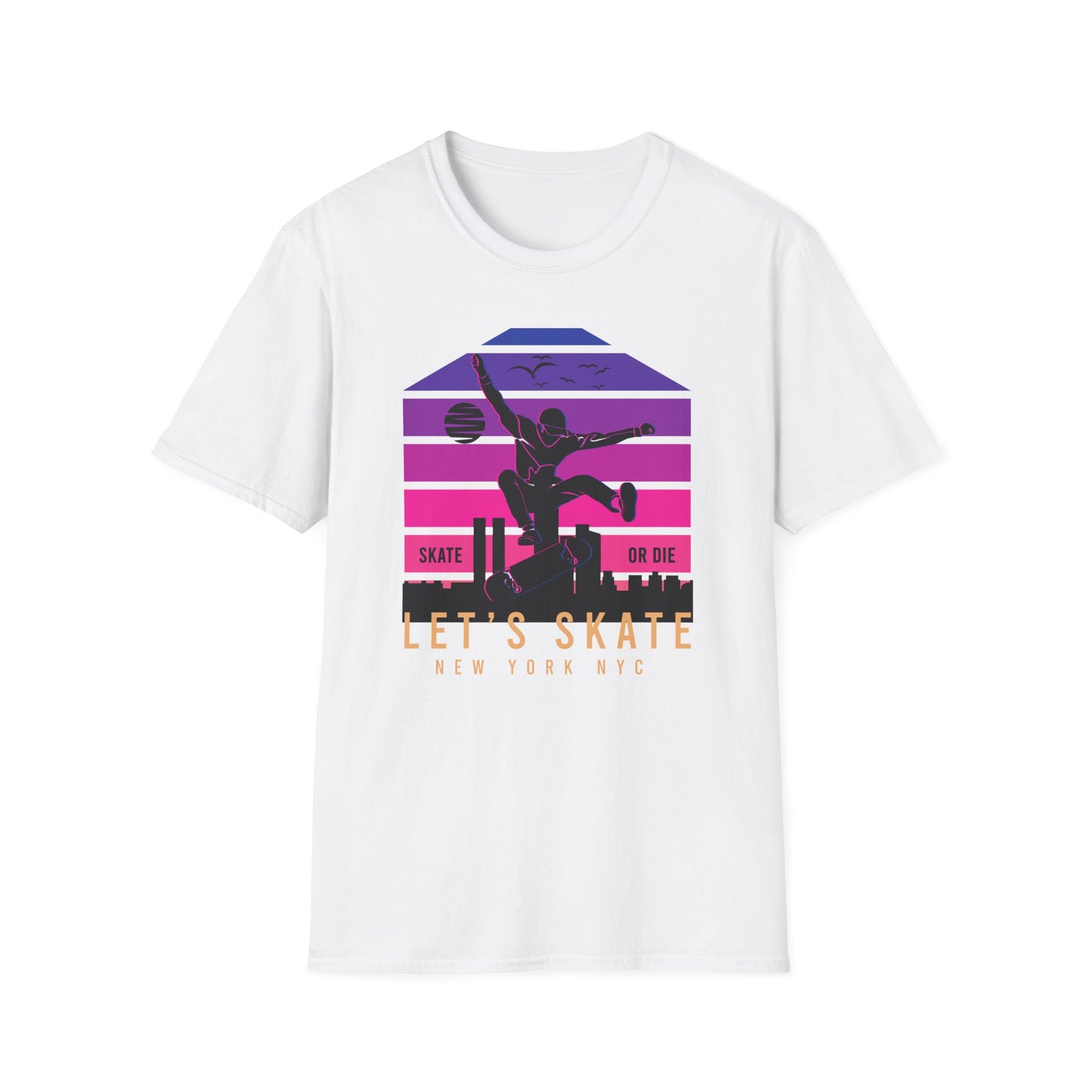 Epic Retro NYC Skater T-Shirt | Vibrant “Skate or Die” Urban Streetwear Tee for Skateboarders & Style Lovers