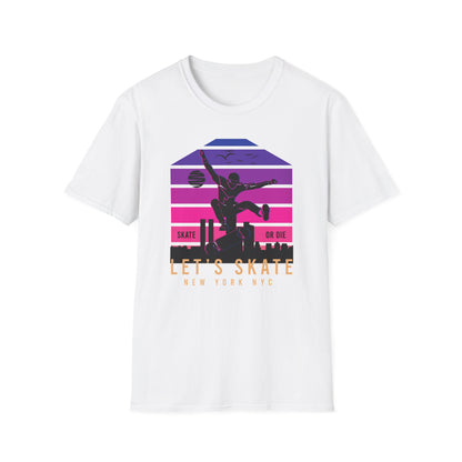 Epic Retro NYC Skater T-Shirt | Vibrant “Skate or Die” Urban Streetwear Tee for Skateboarders & Style Lovers