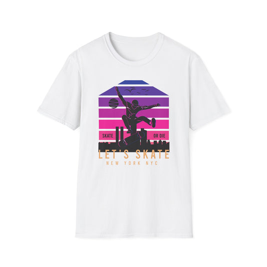 Epic Retro NYC Skater T-Shirt | Vibrant “Skate or Die” Urban Streetwear Tee for Skateboarders & Style Lovers
