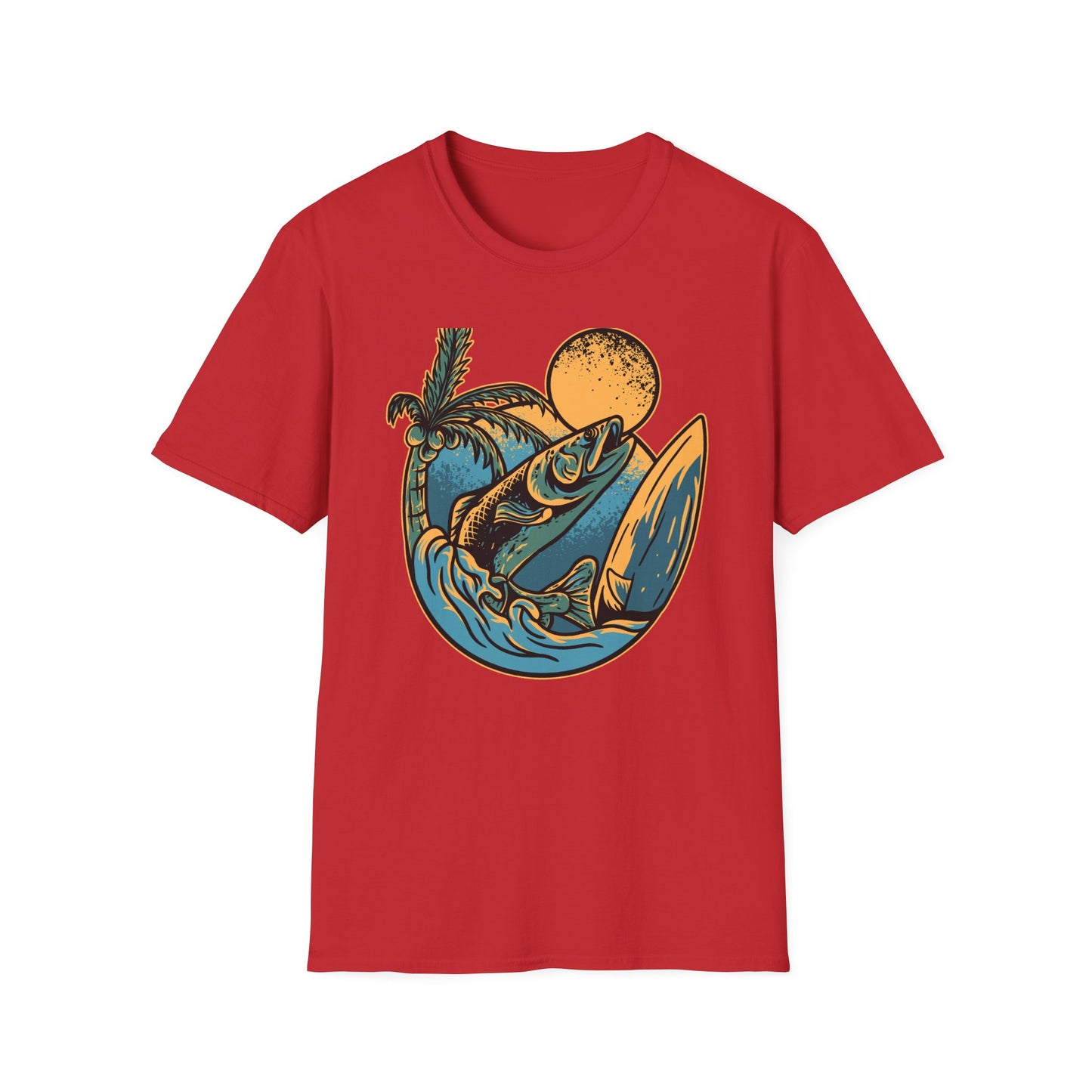 Epic Jumping Fish T-Shirt - Vintage Tropical Ocean Surf & Fishing Tee for Beach Lovers & Anglers - Cool Summer Apparel
