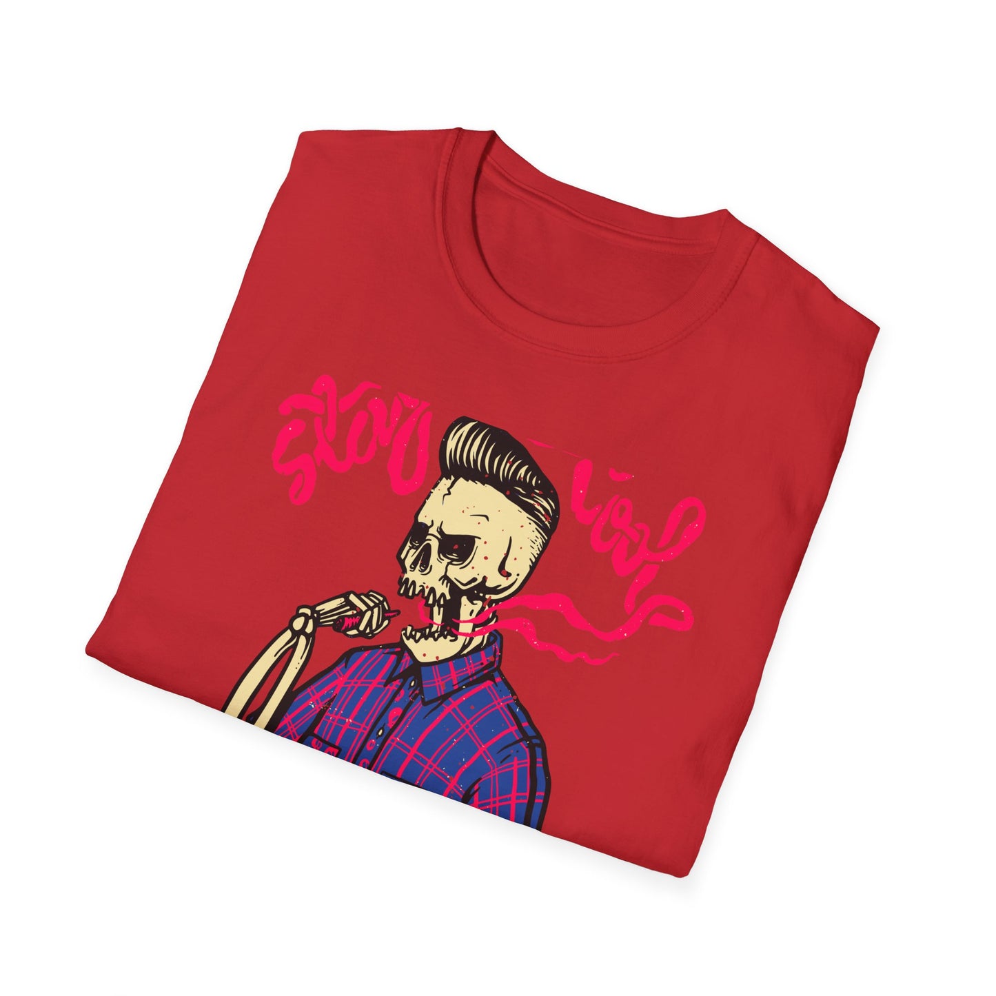 Stay Cool Skeleton Vaper T-Shirt | Edgy Greaser Pompadour Tee for Rockabilly & Alternative Style Fans