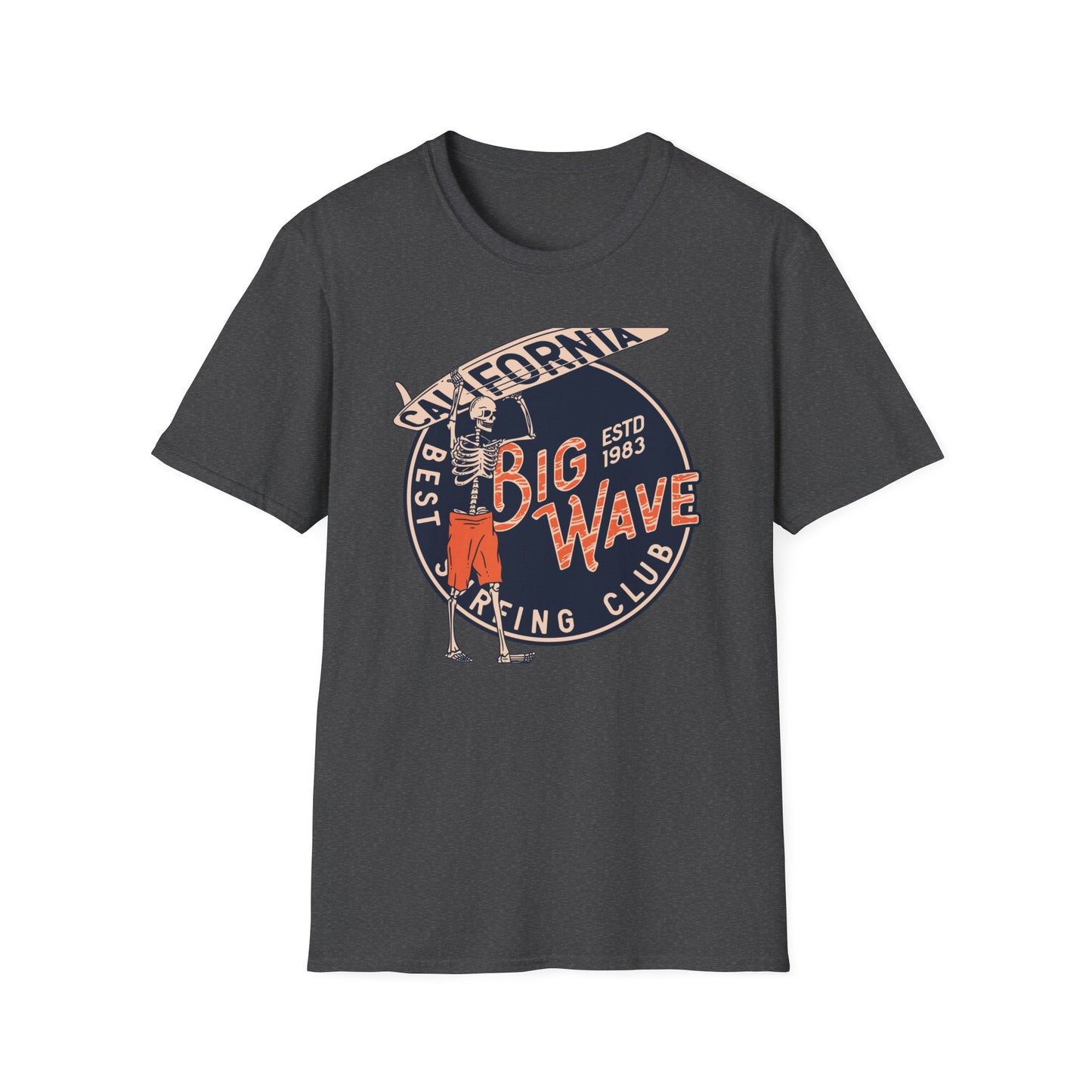 Epic California Big Wave Surfing Club T-Shirt - Vintage Skeleton Surfer Tee for Beach Lovers & Retro Style Fans