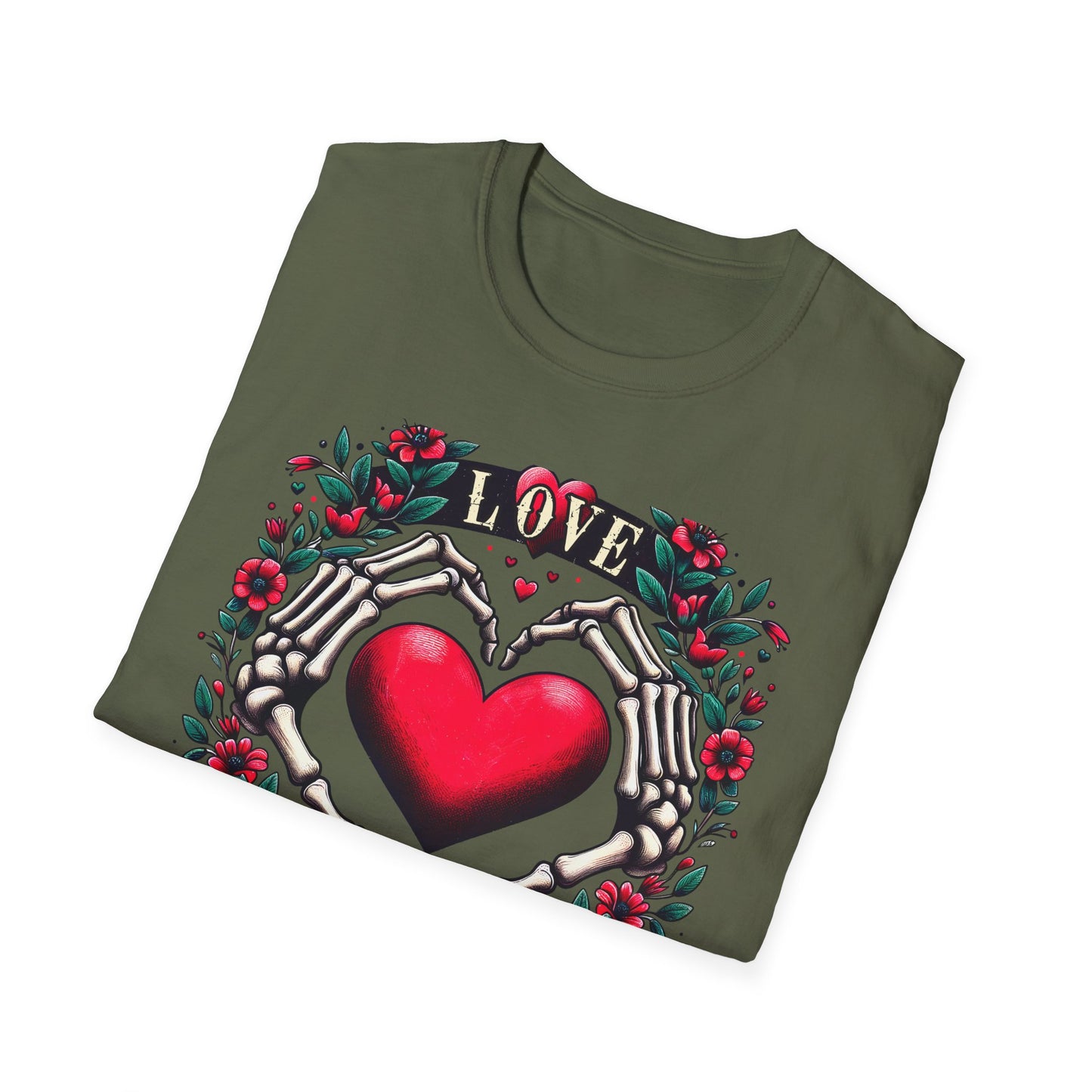 Stunning Love Forever Skeleton Hands Heart T-Shirt | Gothic Romance Till Death Do Us Part Tee | Unique Couple's Gift