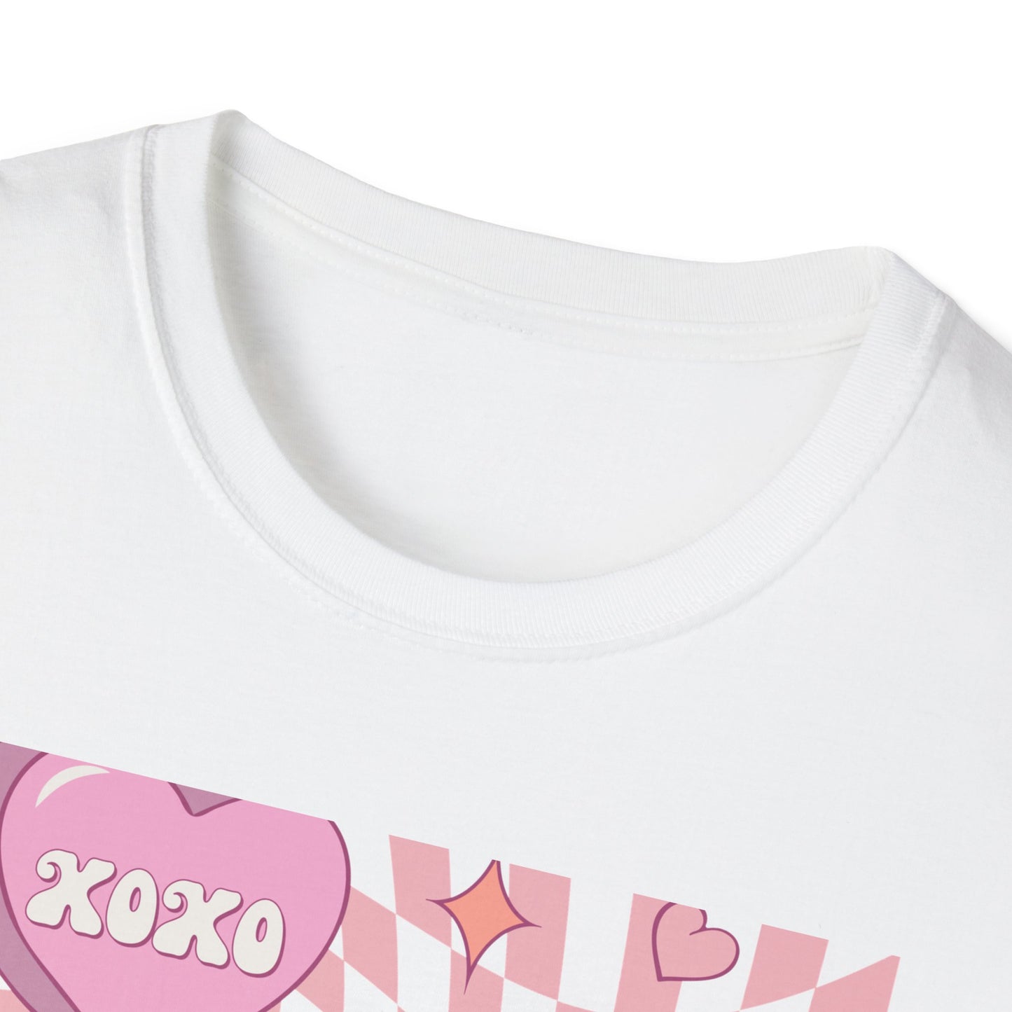 Groovy Conversation Hearts T-Shirt | Y2K Aesthetic Wavy Checkerboard Valentine's Day Tee | Adorable Retro Love Gift