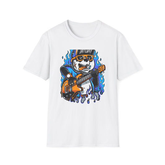 Epic Punk Rock Panda Guitar T-Shirt - Cool Musician Graphic Tee for Men & Women | Vibrant Streetwear Top