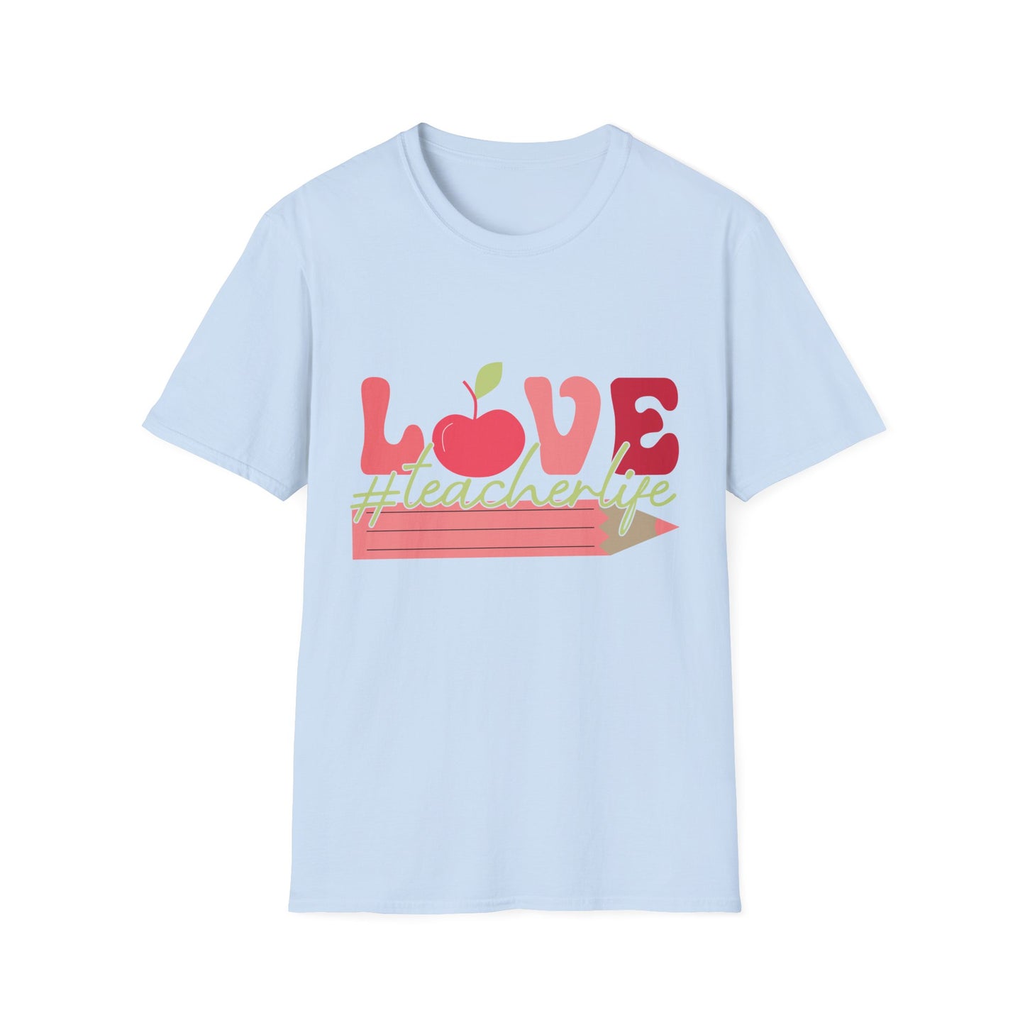 LOVE #teacherlife Apple & Pencil T-Shirt – Adorable & Unique Tee for Educators, Teachers, & School Staff | Perfect Appreciation Gift!