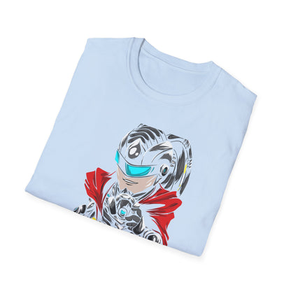 Dynamic Cyberpunk Graffiti T-Shirt - Futuristic Street Art Hero Tee for Gamers & Urban Artists