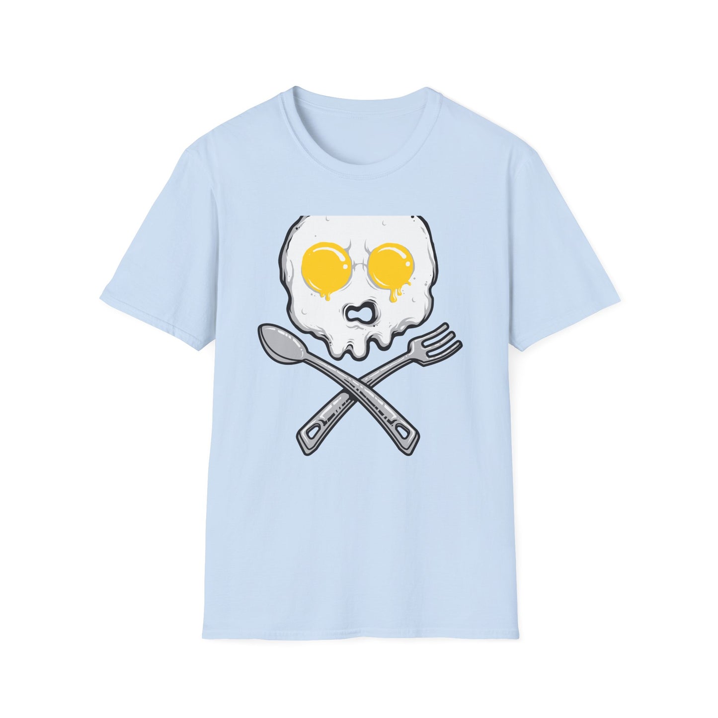 Epic Fried Egg Skull & Cross Utensils T-Shirt | Breakfast Lover & Chef Foodie Graphic Tee