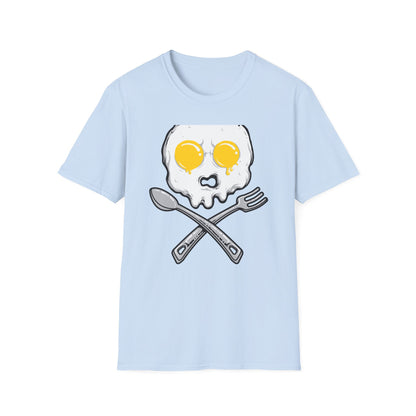 Epic Fried Egg Skull & Cross Utensils T-Shirt | Breakfast Lover & Chef Foodie Graphic Tee