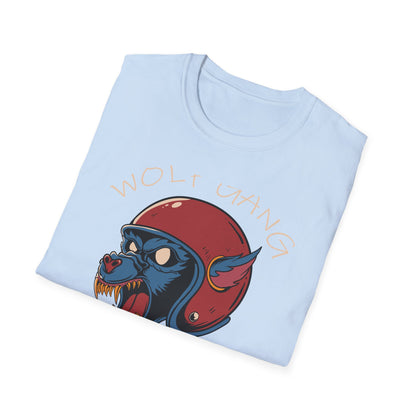 Fierce Wolf Gang T-Shirt | Aggressive Werewolf Biker Head in Retro Helmet Tee | Unleash Your Wild Spirit