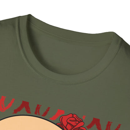 Charming XOXO Skull & Roses T-Shirt | Sweet Gothic Love Tee | Unique Edgy Romantic Print-on-Demand Apparel Gift