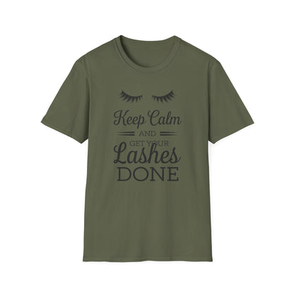 Keep Calm & Get Your Lashes Done T-Shirt | Chic Beauty Lover & Lash Tech Gift Tee | Fun, Trendy Lashes Top