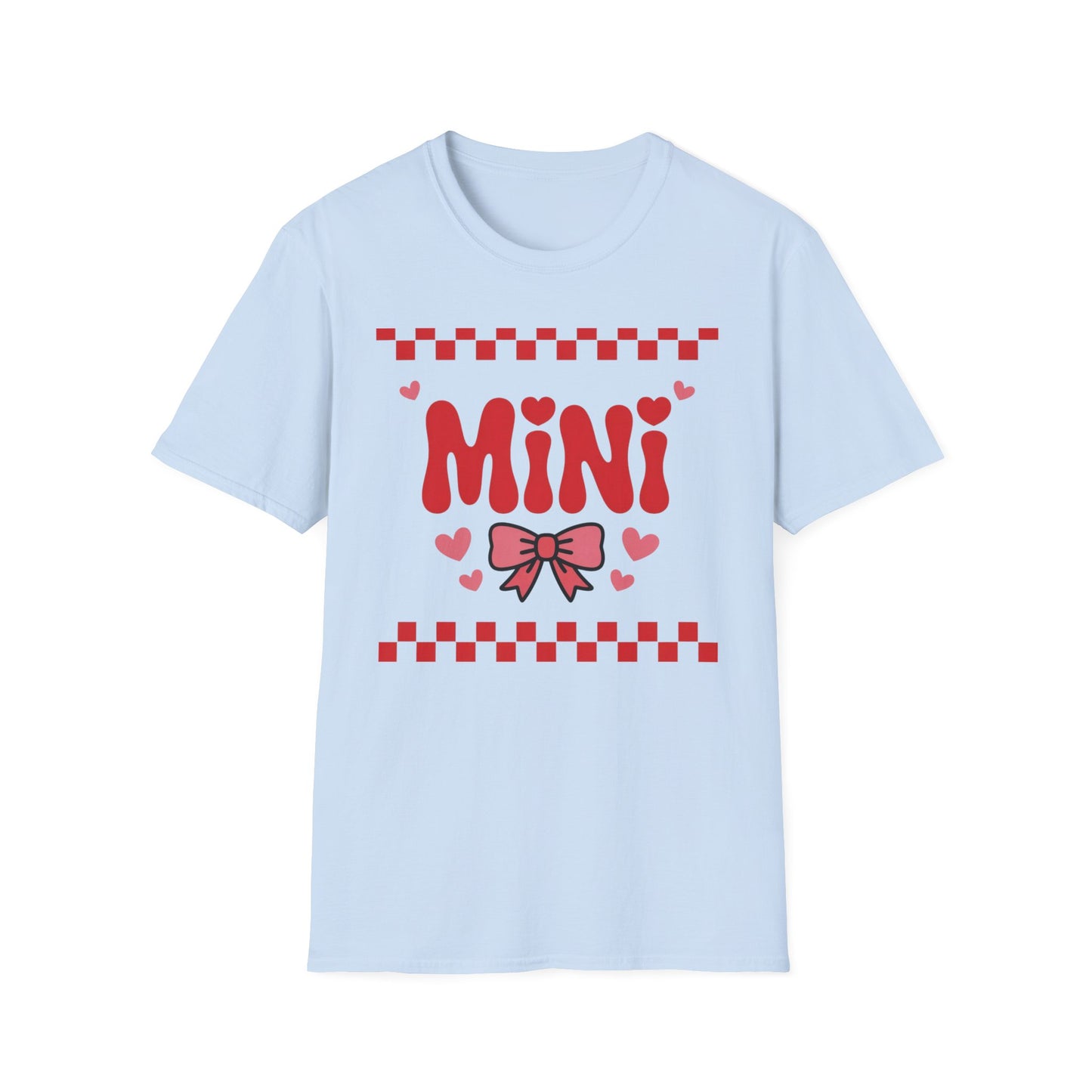 Adorable "MINI" Hearts & Bow T-Shirt | Trendy Checkered Design for Cute Girls & Sweethearts | Perfect Gift Tee